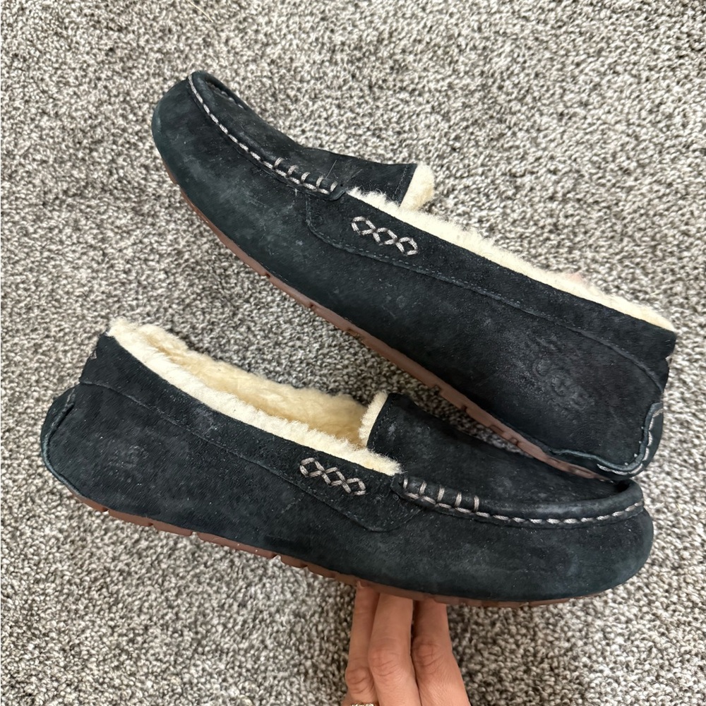 Black Suede Loafers with Cream Lining